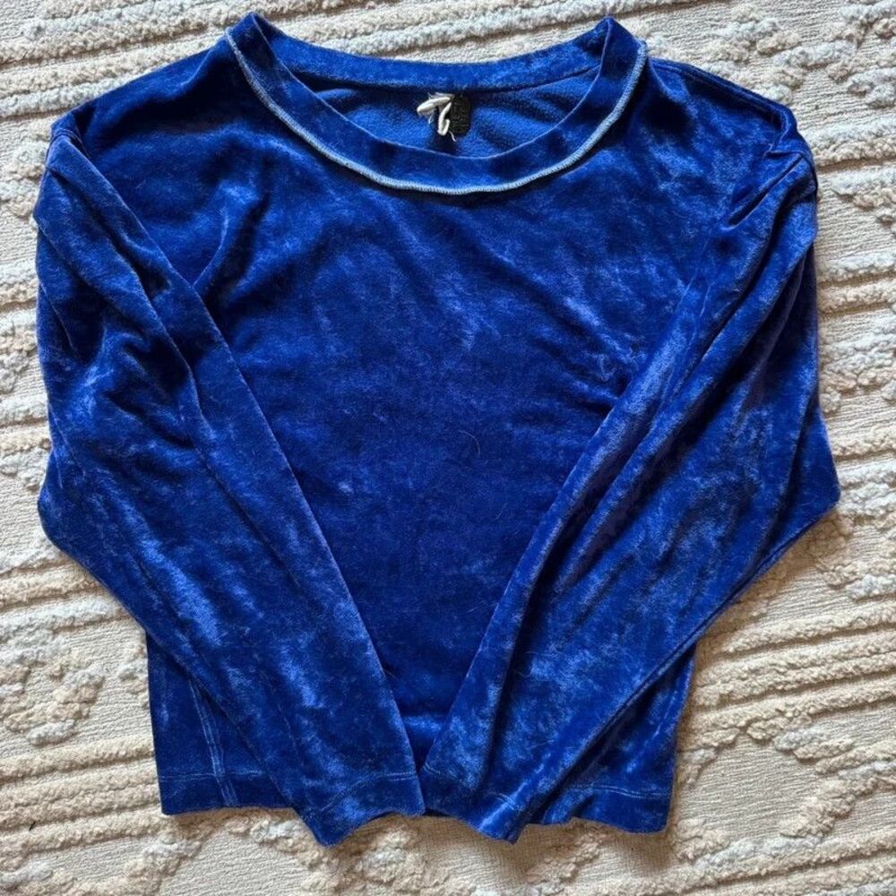 Free People We the Free Milan Crushed Velvet Top Women's XS Purple Night - Picture 4 of 11